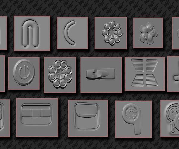 ArtStation - 60 hard surface height alpha map + normal map | Brushes