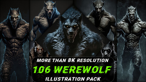 106 Werewolf Illustration Pack (More Than 8K Resolution)