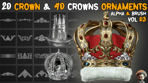 20 Crown Low Poly + 40 Crowns Ornament Brush - VOL 3