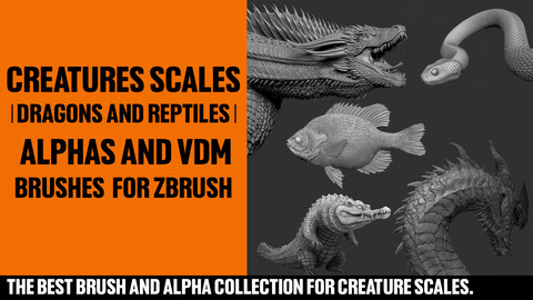 Creatures Scales (Dragons and Reptiles) alphas and VDM brush for zbrush