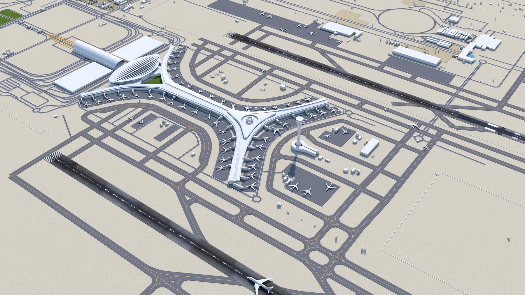 Jeddah 3d CIty com a torre de Jeddah e o aeroporto Modelo 3D $199