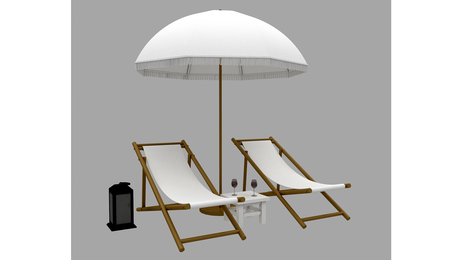 ArtStation 3D bohemian sunbed and umbrella model Resources