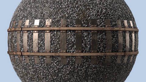 Railroad Materials 1- railroad track By Gravels, Sbsar Pbr 4k Seamless