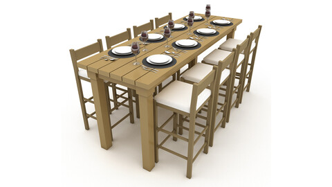 3D dining table 005 model