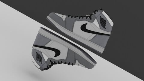 AirJordan 1 Retro HighOG Color Gray Low-poly 3D model