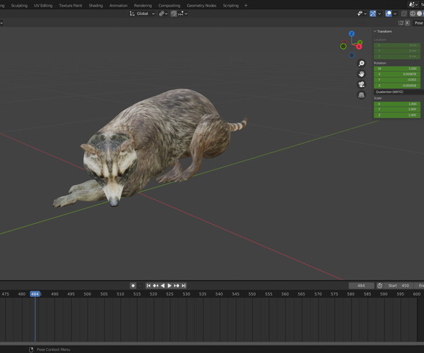 ArtStation - Fur Raccoon Rigged & Animation in Blender | Game Assets