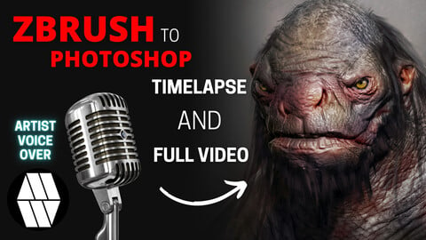 ZBrush to Photoshop 'Troll Bust' Concept - Timelapse Voice Over and Full Video