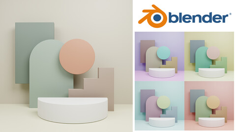 3d rendering of pastel color backdrop blender 3.x