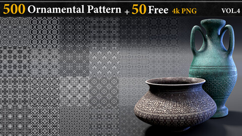 500 Ornamental Alpha Patterns 4k png + 50 FREE Patterns Vol.4