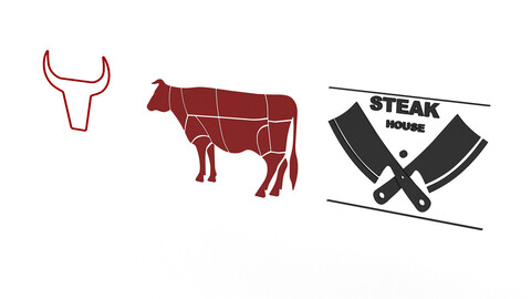 3D butcher and steakhouse signs