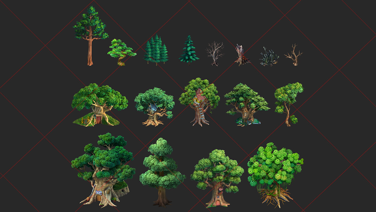 ArtStation - 131 Fantasy Tree, Grass, Flowers, Nature Game Asset | Game ...