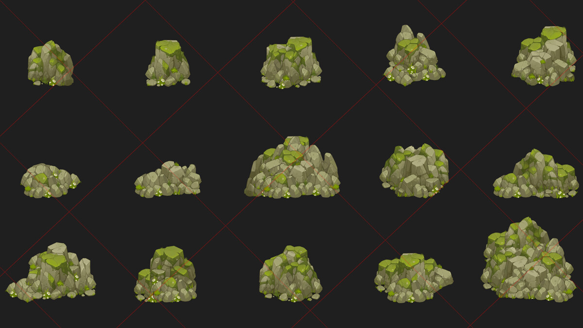 ArtStation - 30 Fantasy Cartoon Rock, Stone, Cliff, Mountain, Terrain ...