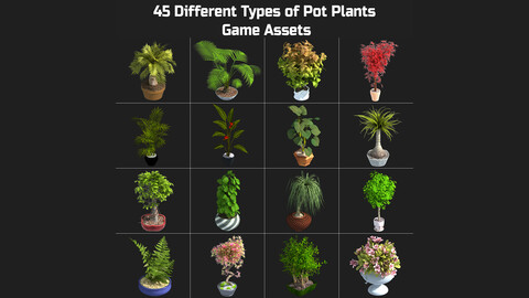 45 Pot Plants Game Assets