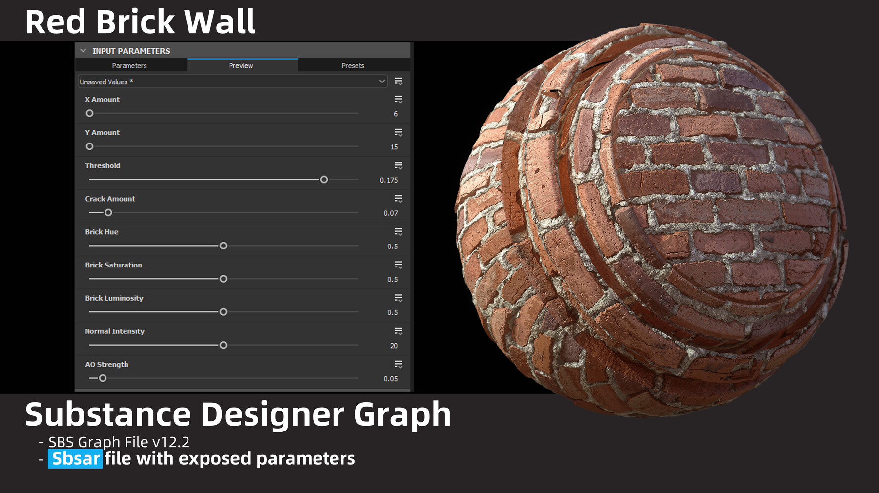 ArtStation - Red Brick Wall Material | Substance Designer Graph | Resources