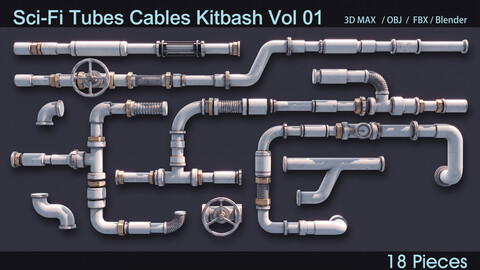 Sci-Fi Tubes Cables Kitbash Vol 01