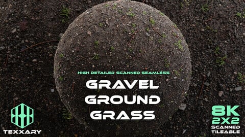 021 Gravel Ground Grass | Scanned Material