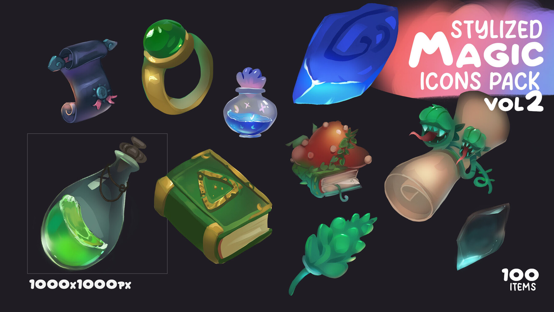 ArtStation - Stylized Magic Icons Pack Vol2 | Game Assets
