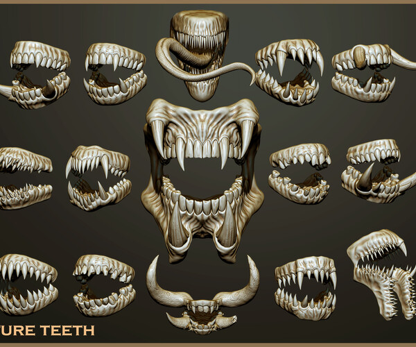 3D model Beast monster with teeth and claws VR / AR / low-poly