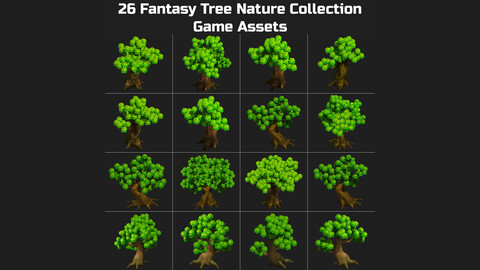 26 Fantasy Tree Nature Collection Game Assets
