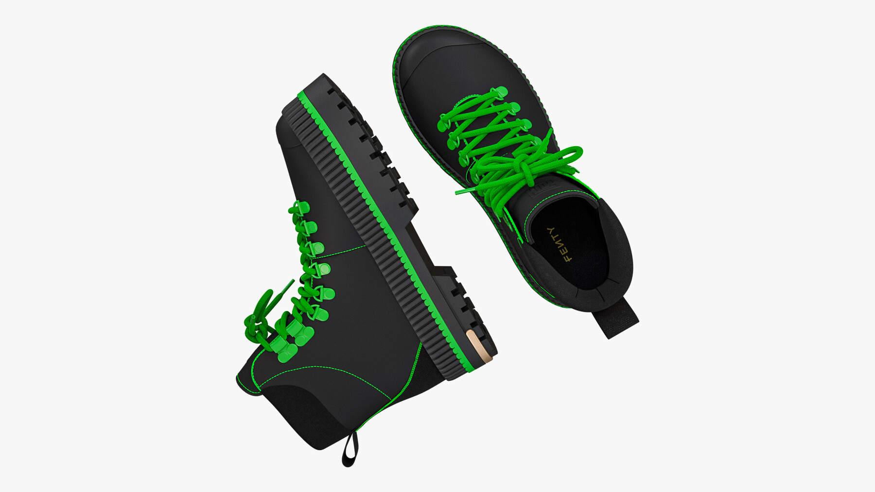 ArtStation - Fenty Hitch Hiker Boots Black and Green | Game Assets