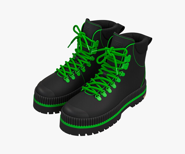 ArtStation - Fenty Hitch Hiker Boots Black and Green | Game Assets