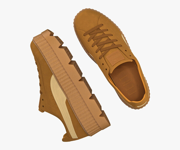 ArtStation Puma X Fenty Cleated Creepers Brown Suede Game Assets