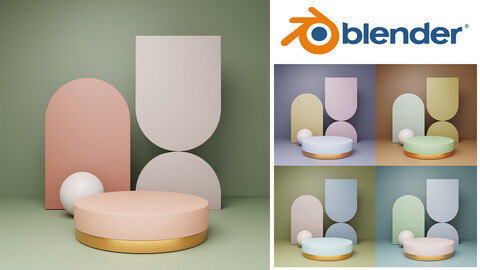 3d rendering of pastel color backdrop blender 3.x