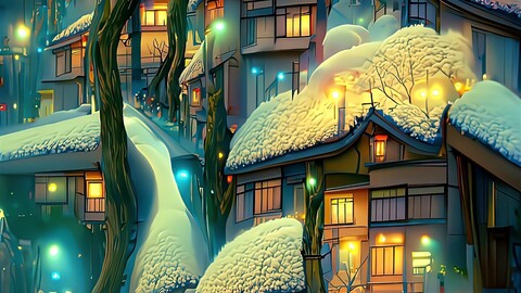 Fairy Tale Town in Winter