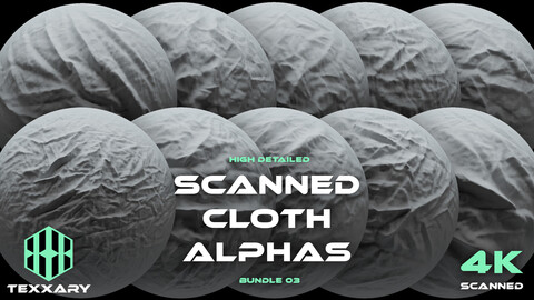 10 Scanned Cloth Alphas 03 | Realistic Detailed Wrinkles for ZBrush, Blender and Mudbox