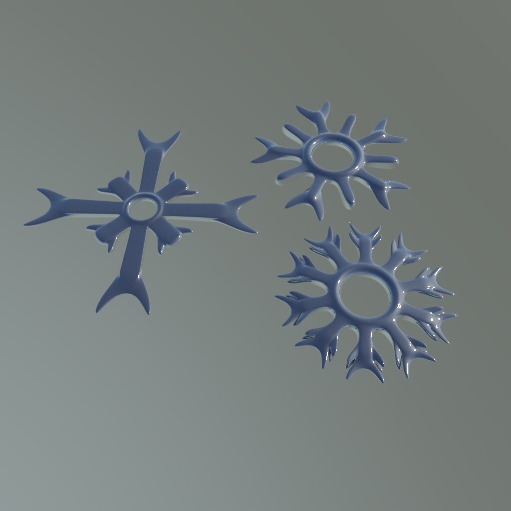 3D Snowflakes 5 pack SET - Commercial license