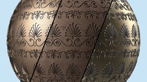 Metal Materials 14- Ornament Metal panels, Pbr 4k Seamless