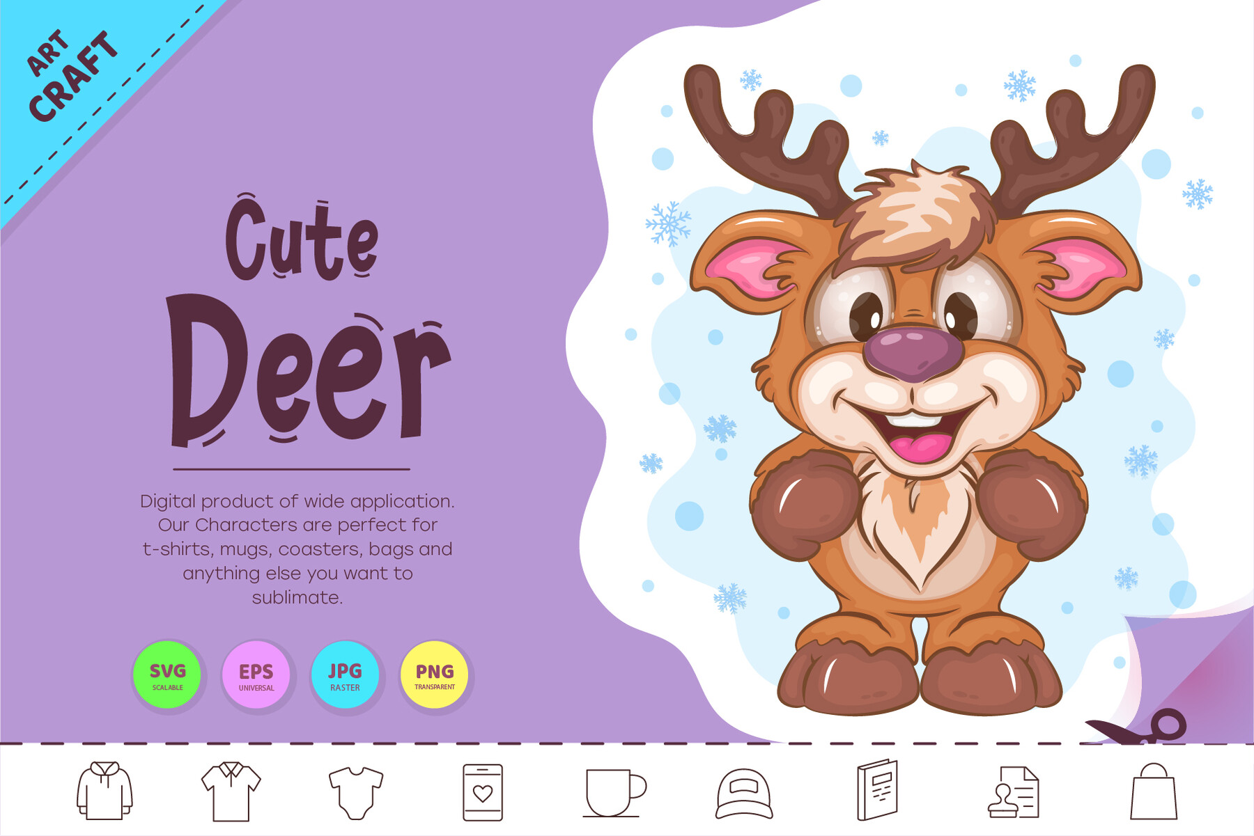 ArtStation - Cute Cartoon Deer. Clipart | Artworks