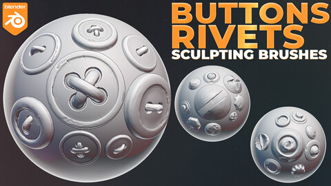 Blender Buttons And Rivets Sculpting Brushes. Asset Browser.