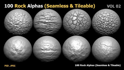 100 Rock Alphas (Seamless & Tileable)