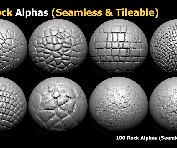 ArtStation - 100 Rock Alphas (Seamless & Tileable) | Brushes