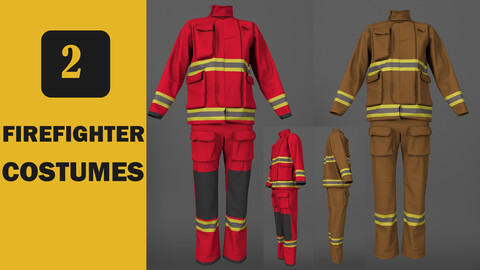 MALE FIREFIGHTER OUTFIT + MATERIALS + CLO 3D + MARVELOUES + FBX + OBJ