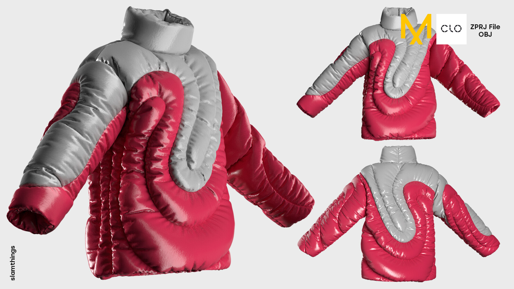 ArtStation - Streetwear Puffer Jacket #023 - Clo 3D / Marvelous Designer +  OBJ / DIGITAL FASHION / HYPEBEAST / FUTURE FASHION