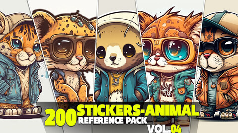 200 Stickers Animal Reference Pack Vol.04