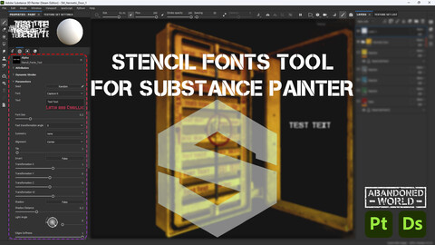 Stencil Fonts Tool for Substance Painter