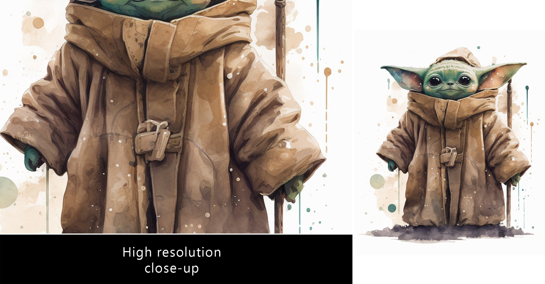 ArtStation - Cute Baby Yoda watercolor print for Nursery, living room ...