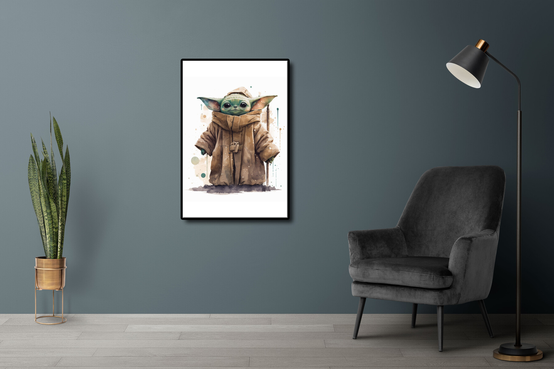 ArtStation - Cute Baby Yoda watercolor print for Nursery, living room ...