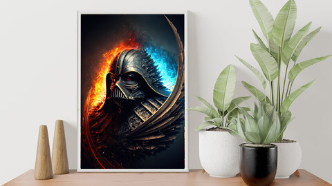 Futuristic Darth Vader 3d render Star Wars figure | Digital Art Print / wall art, AI Generated design, Digital Download, Star Wars fan art