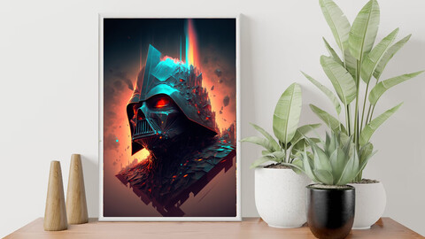 Artistic Darth Vader portrait 3d Star Wars figure | Digital Art Print / wall art, AI Generated design, Digital Download, Star Wars fan art