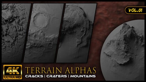 4K Terrain Alphas / Brushes / Stencils Vol. 01