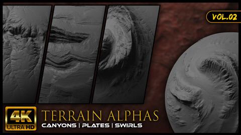 4K Terrain Alphas / Brushes / Stencils Vol. 02