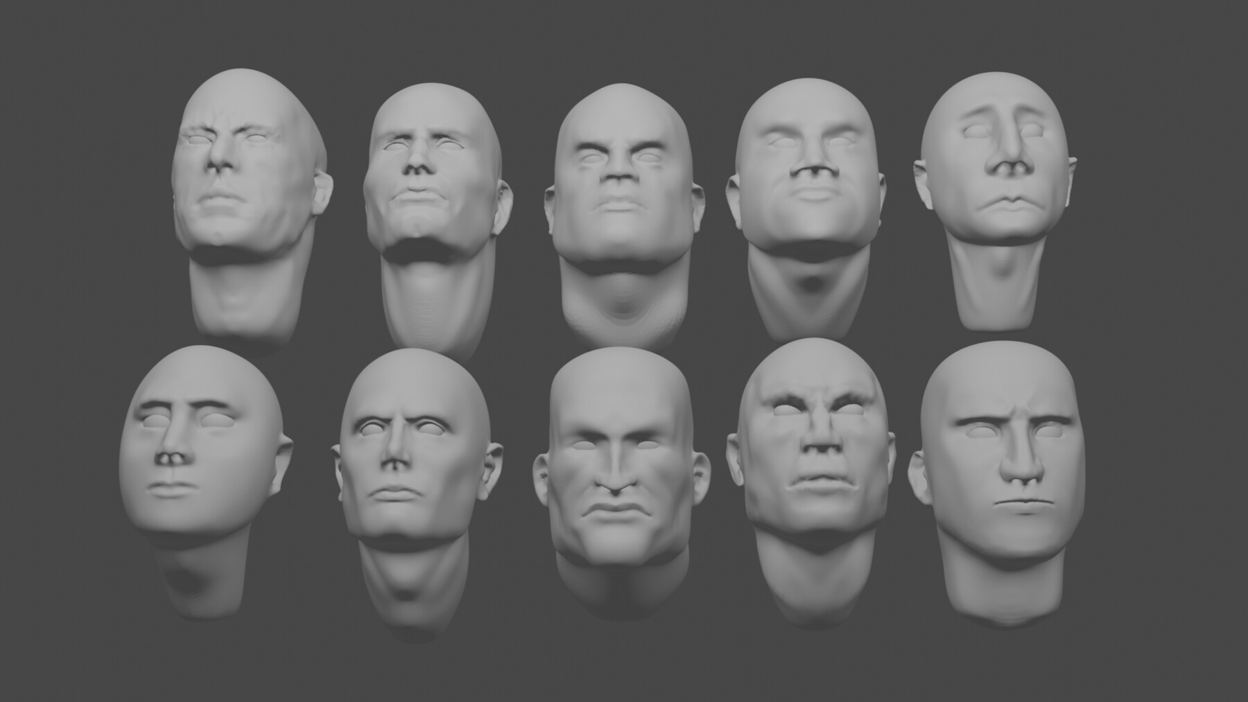 ArtStation - 10 HEADS ANATOMY COLLECTION 3D BLENDER SCULPTING | Resources