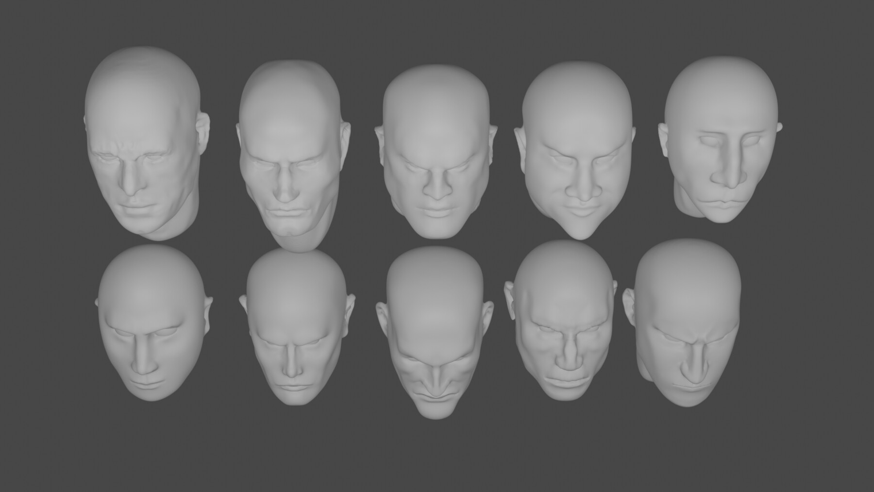 ArtStation - 10 HEADS ANATOMY COLLECTION 3D BLENDER SCULPTING | Resources