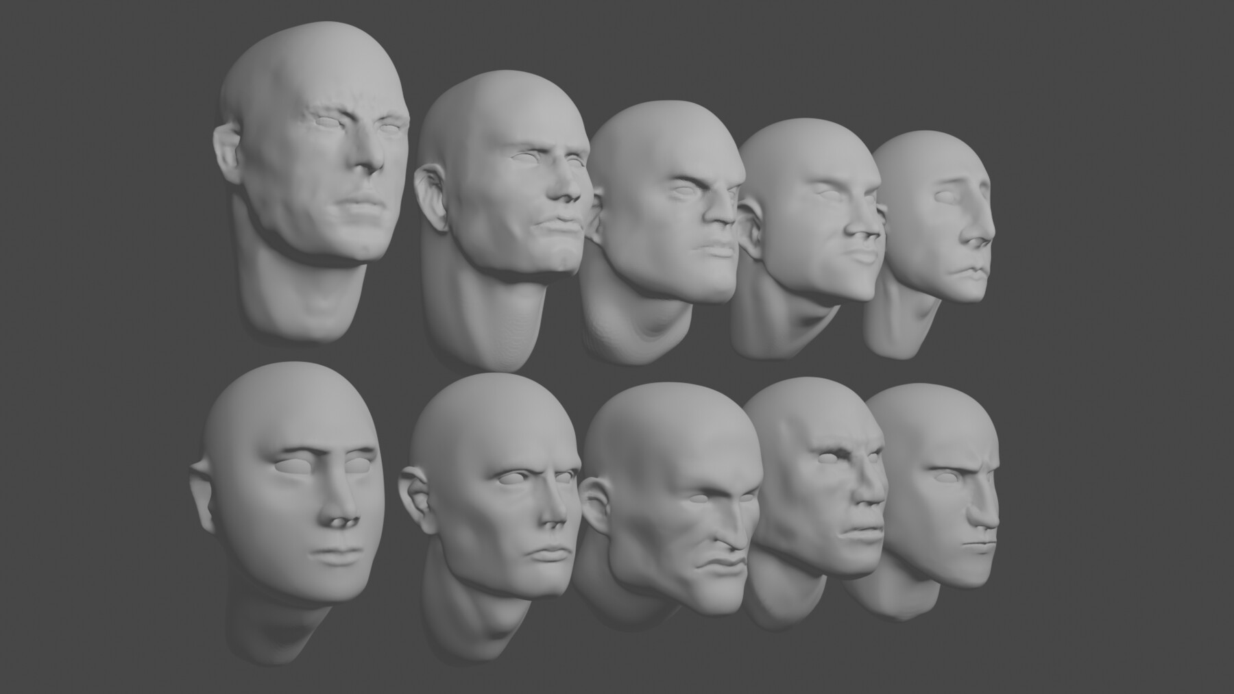 ArtStation - 10 HEADS ANATOMY COLLECTION 3D BLENDER SCULPTING | Resources