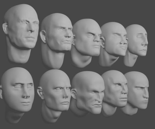 ArtStation - 10 HEADS ANATOMY COLLECTION 3D BLENDER SCULPTING | Resources