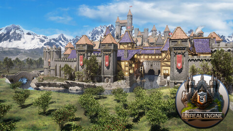 Unreal Engine 5 Massive 250-Piece Modular Kitbash Castles and Towns